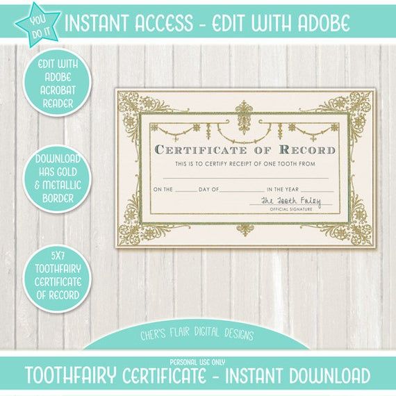tooth fairy certificate diy